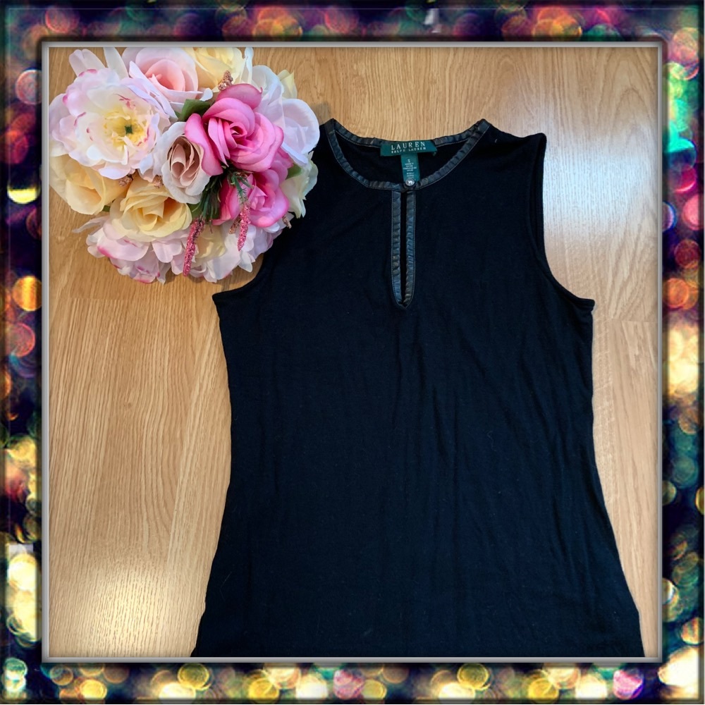 [Lauren Ralph Lauren] leather trim top